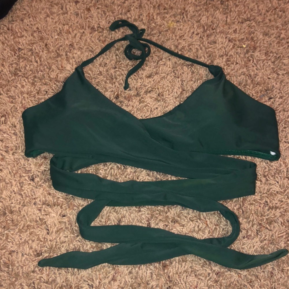 Dark green wrap around bikini top